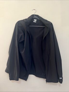 PINK Victoria's Secret Black Hooded Windbreaker